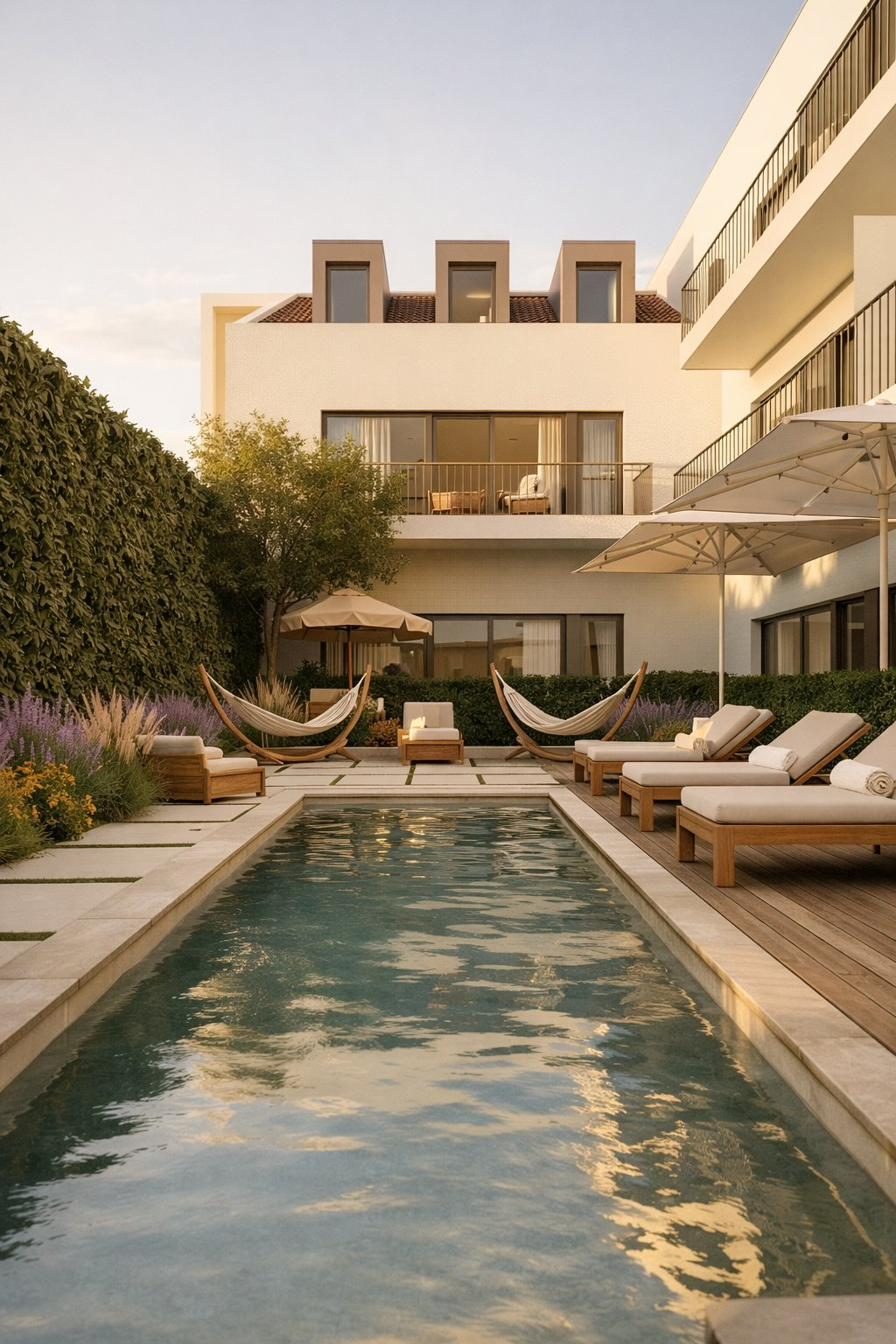 Pátio interior com piscina — Brasileira Setúbal